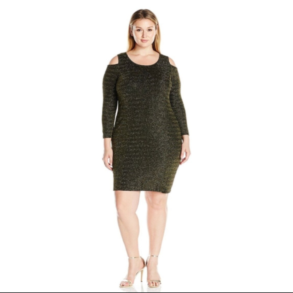 NY COLLECTION Sz 1x Plus Size Dress Cold Shoulder
